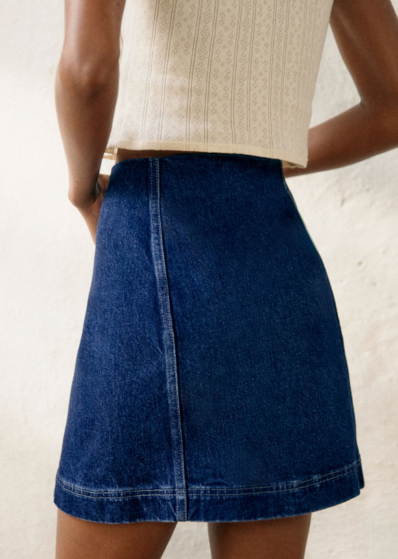 Savina Skirt - Dark Blue - Organic cotton - organic textile - Sézane