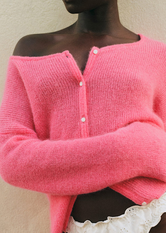 Gaspard Crop Cardigan - Carmine Red - Super kid mohair - Sézane