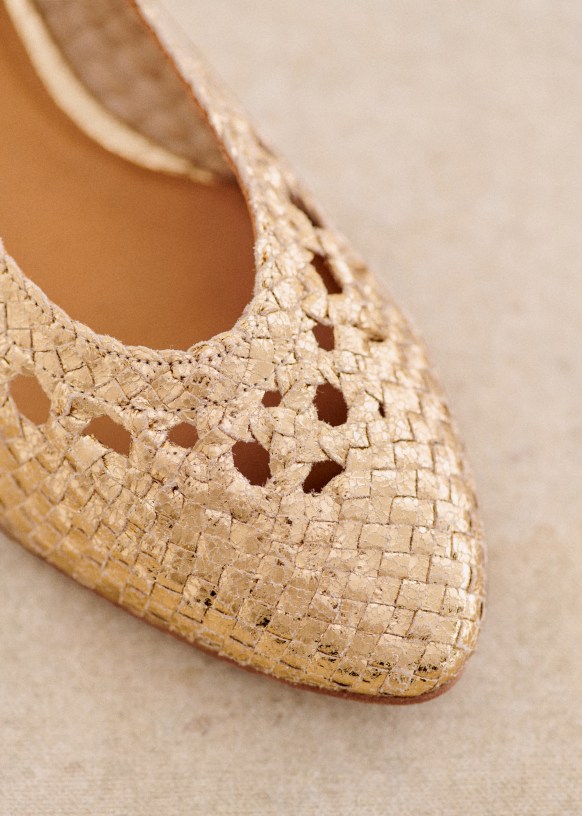 Anya Low Ballerinas Smooth Camel Braided Vegetable tanned smooth goatskin leather Sezane