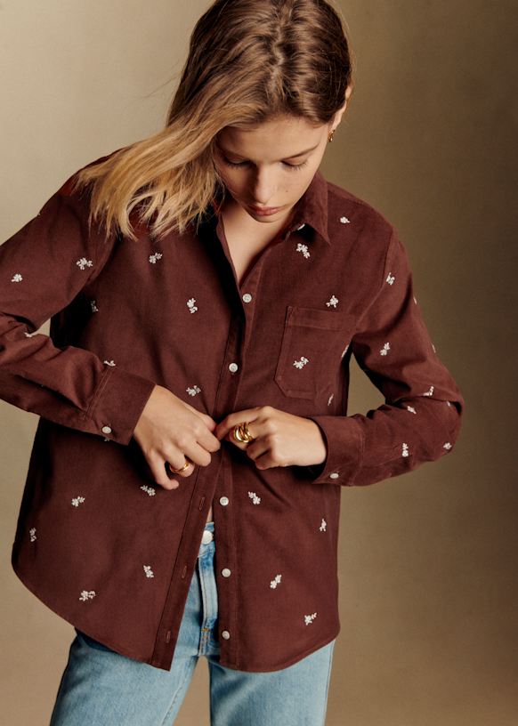 専用ページSEZANE ストライプ ボタン付き Tシャツ XS Maxy Shirt - Heather Print - Cotton - Sézane