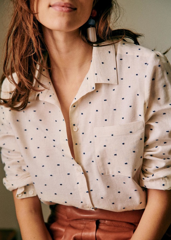 Tomboy Shirt Ecru Stripe / Blue Cotton Sézane