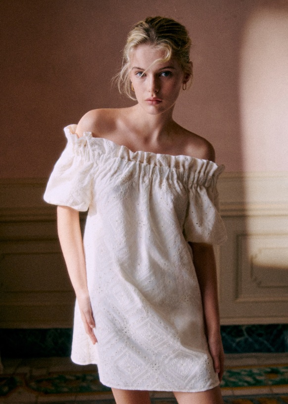 【Sezane】 ミディ丈 オーガニックコットン ロングドレス Sezane】 ミディ丈 オーガニックコットン ロングドレス