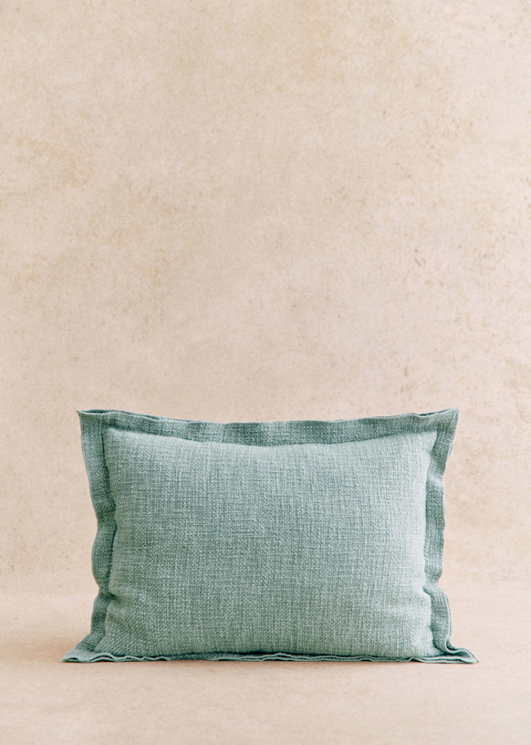 Linen cushion - Large Model - Green - Cotton-linen textiles