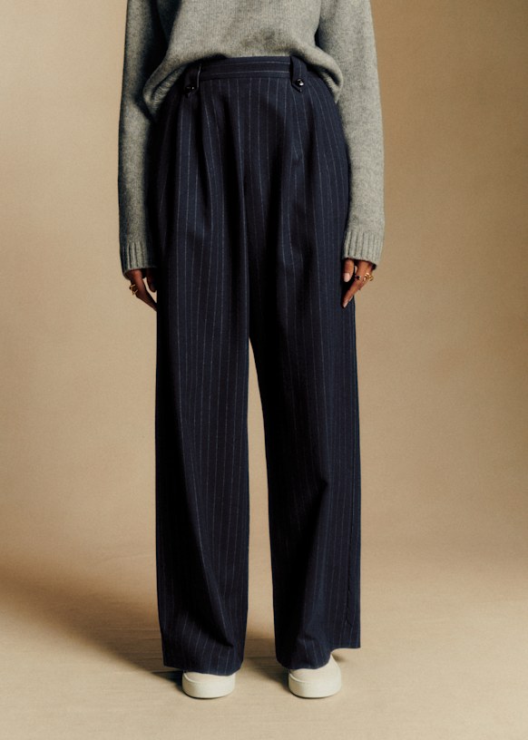 Pantalon Loulou - Rayures Tennis Ecru Marine