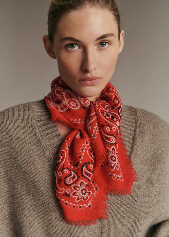 Maryse Scarf - Red Bandana - Wool - Sézane