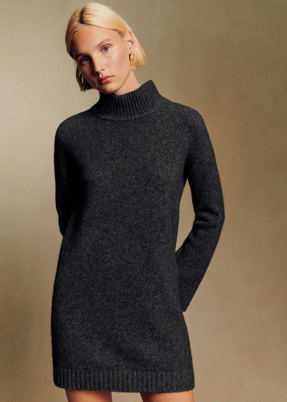 Paulie Dress - Charcoal Grey - Yak - Sézane