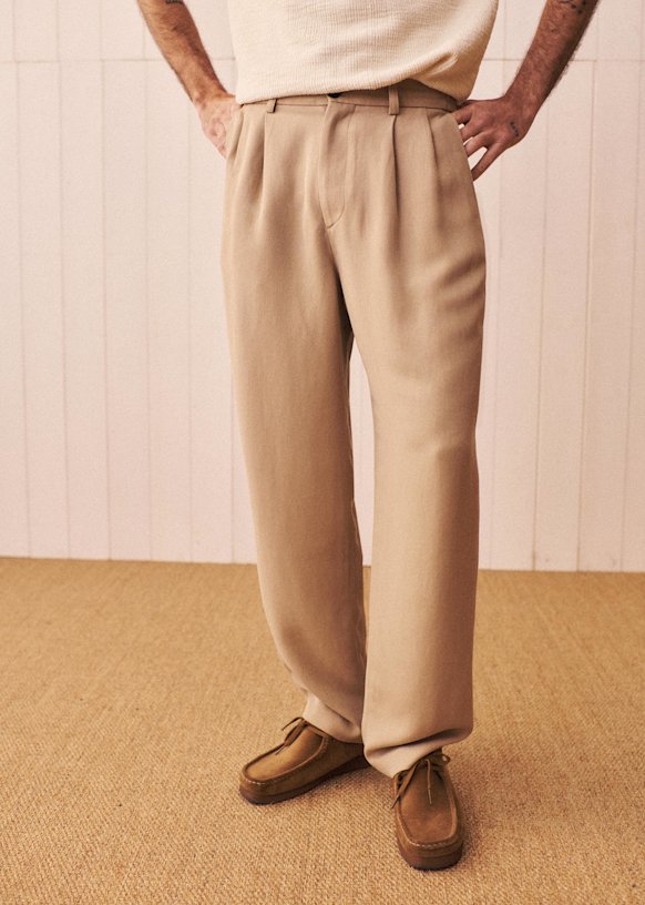 Dusk Elasticated Pants - Grey herringbone - Polyester - Sézane