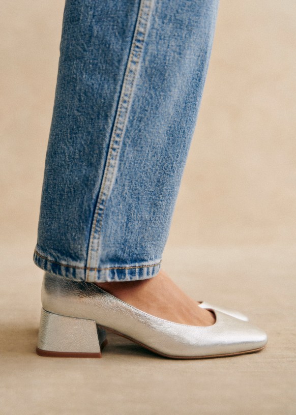Mélanie Mary Janes - Silver - Goat vegetable tanned leather - Sézane