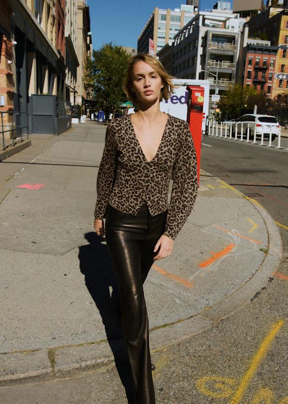 Anouck Cardigan - Leopard Jacquard - Merino Wool - Sézane