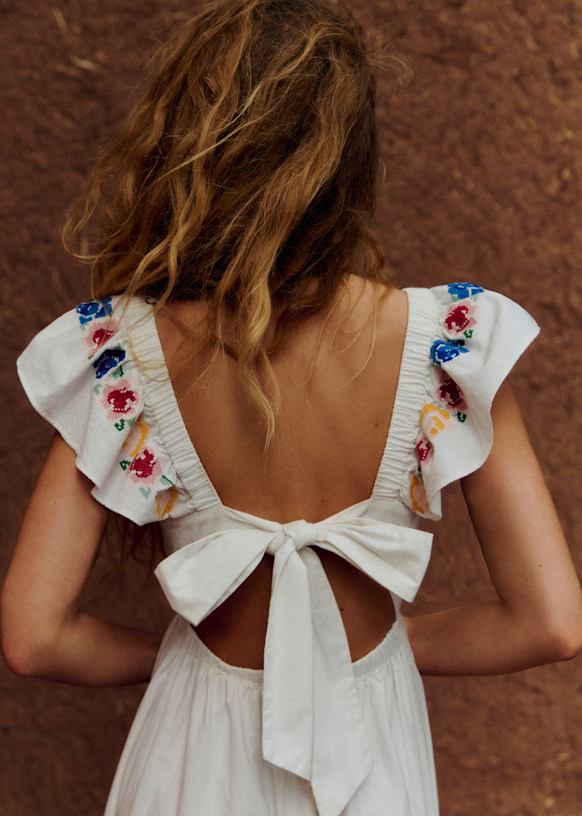 Melville Dress - Spring Placed Embroidery - Organic Cotton - Szane