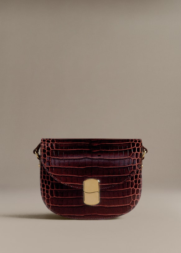 Claude Bag - Chocolate Crocodile Print - Crocodile-embossed