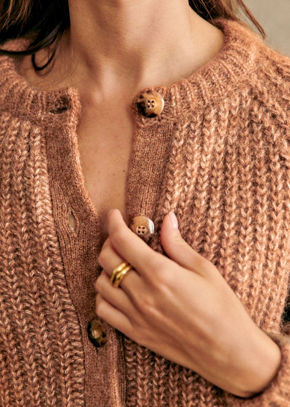 Emile Cardigan Multicoloured Yellow Violet Merino Wool Sezane