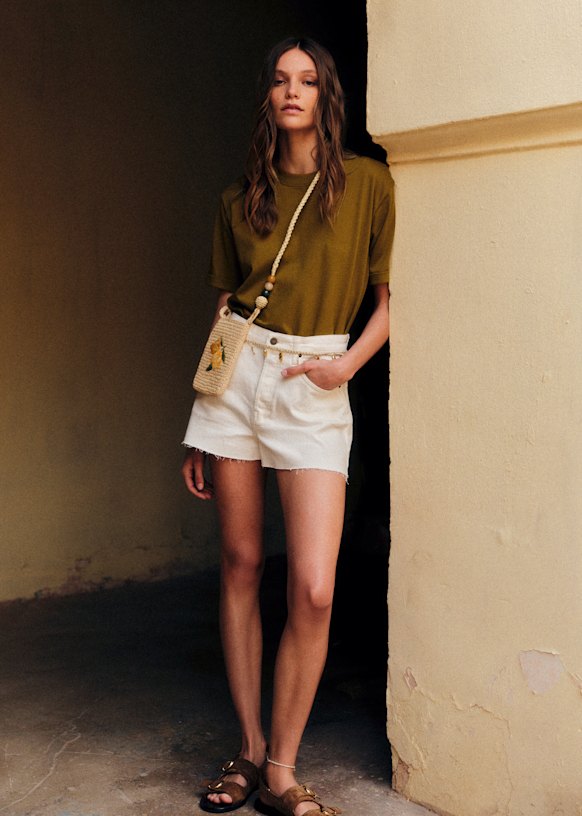 Tasha Crossbody Pouch - Natural Perforated Raffia - Raffia - Sézane
