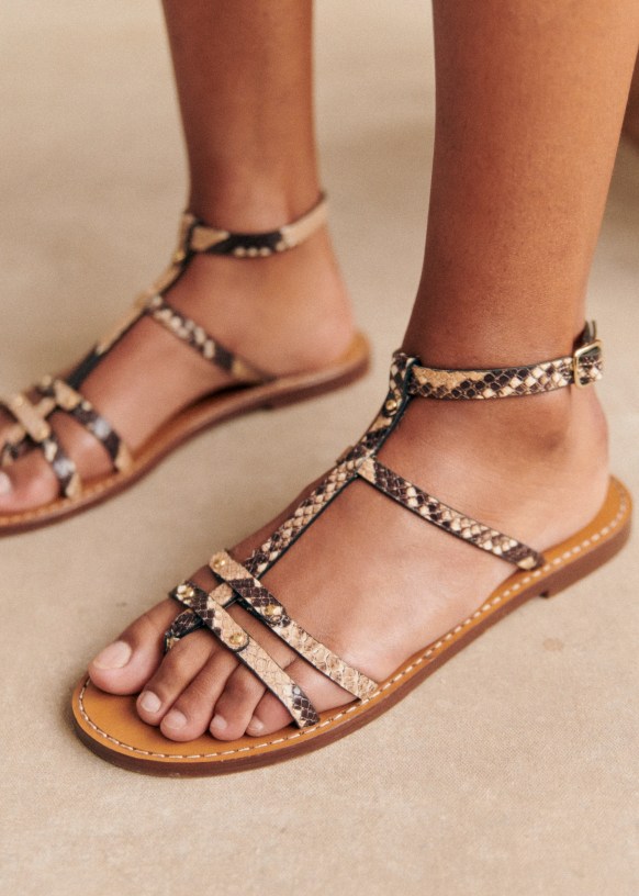 Sandali Low Celia Ecru pitone multi Pelle di vacchetta Octobre Editions
