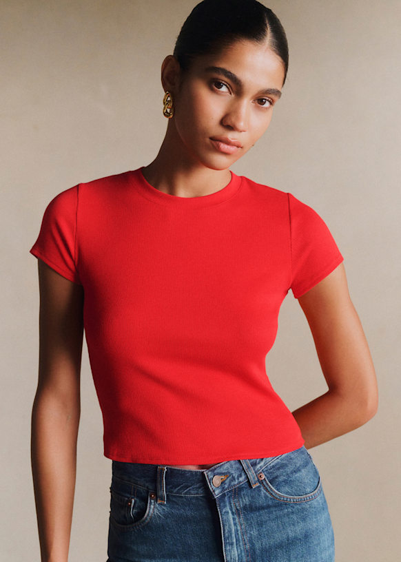 Camil T-Shirt - Navy Pointelle - Organic cotton - organic textile