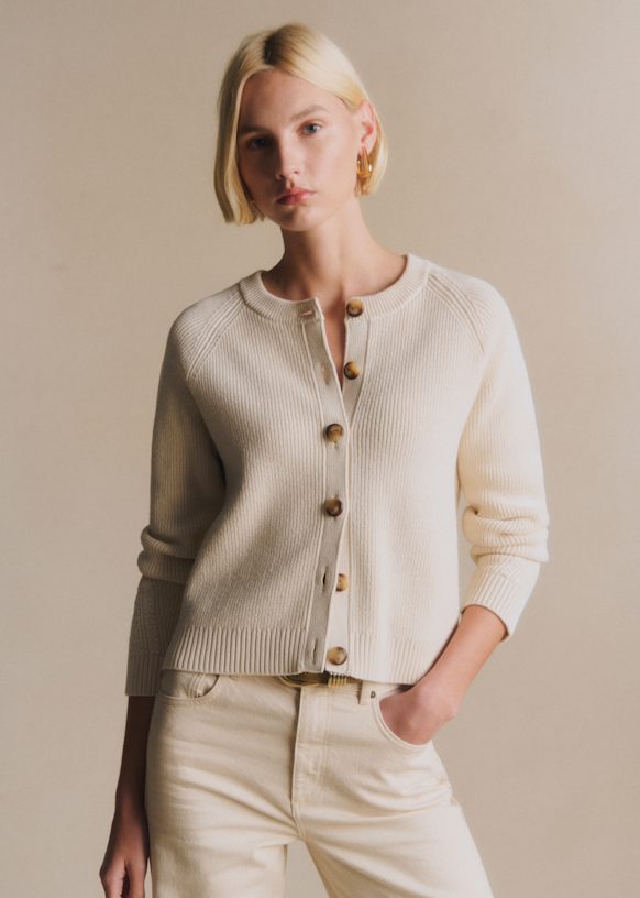 Isaure Cardigan - Ecru - 0rganic cotton - textile made from