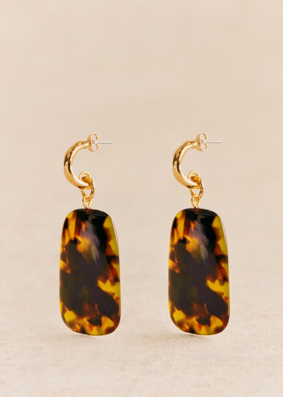 Tortoiseshell resin earrings top