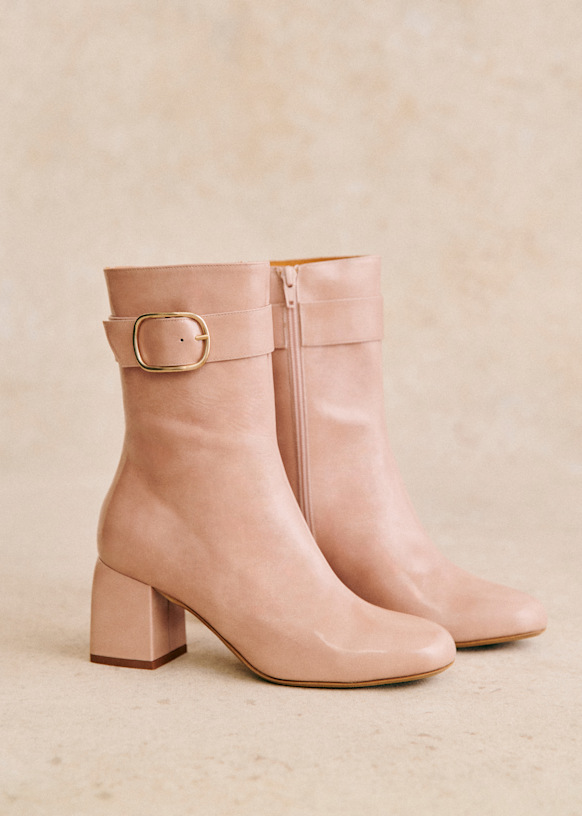 Margot Ankle Boots Patent Light Pink Patent cowide leather Sezane