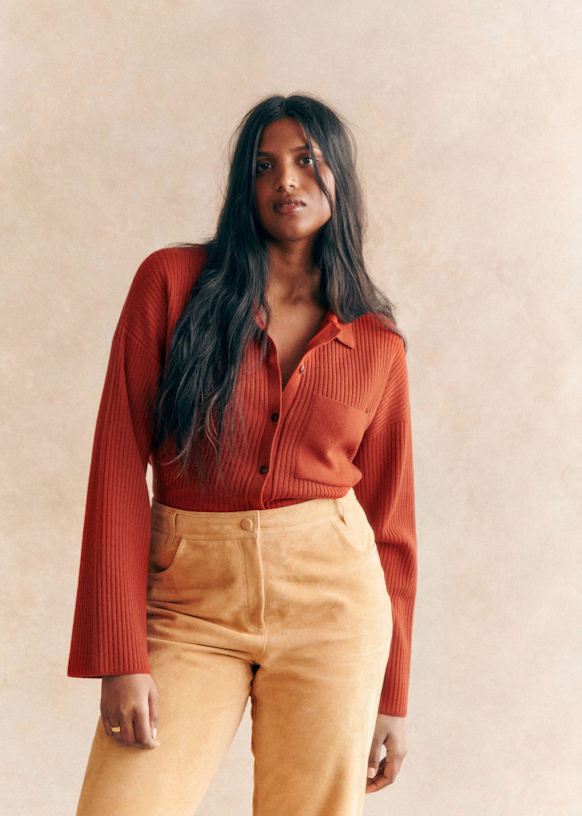 Liya カーディガン - 錆色 - メリノウール - Sézane