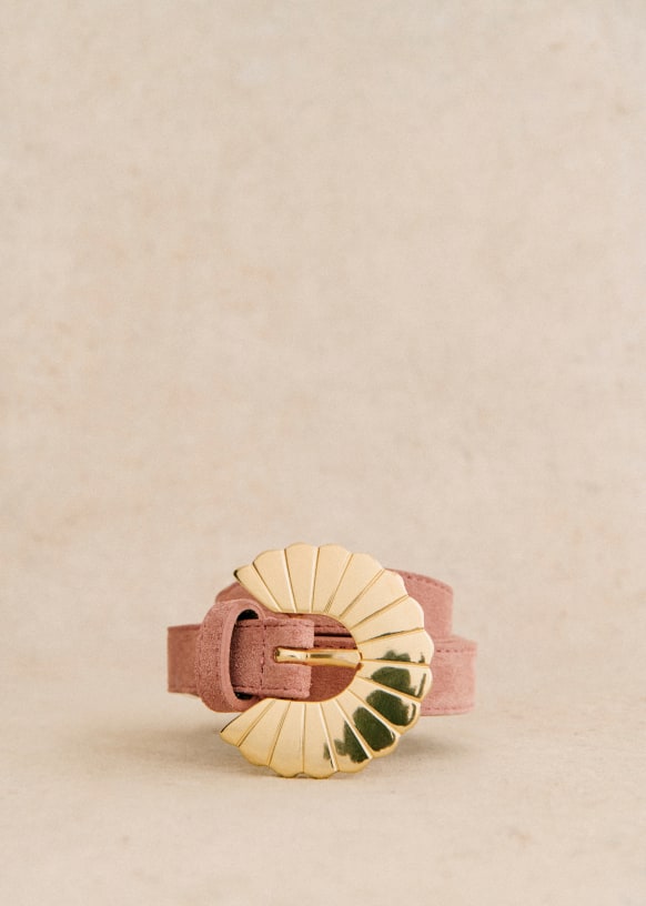 Fine Sandy Belt Golden Blush Split cowhide leather Sezane