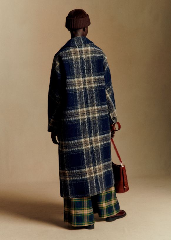 Viktor コート - キャメル、ブルー、ピンクのチェック - アクリル - Sézane