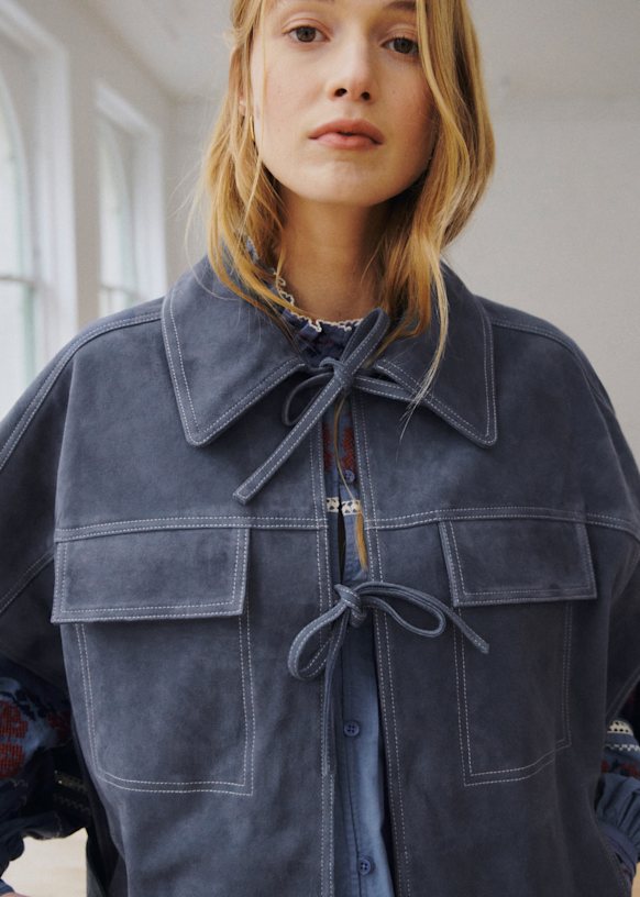 Lecet Jacket - Sézane x SEA NY - Dark Vintage Blue - Goat leather