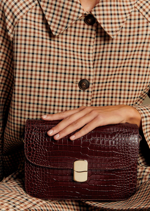 Milo Classic Bag - Chocolate Crocodile Print - Crocodile-embossed