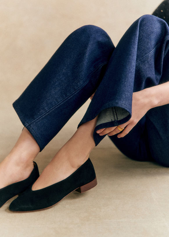 【セザンヌ】Matilda バレリーナ Matilda Ballerinas - Black - Suede goatskin leather - Sézane