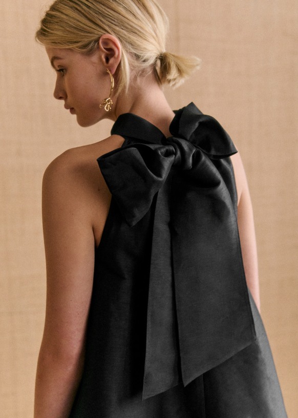 sezane black linen dress Leontina Dress - Black - Linen