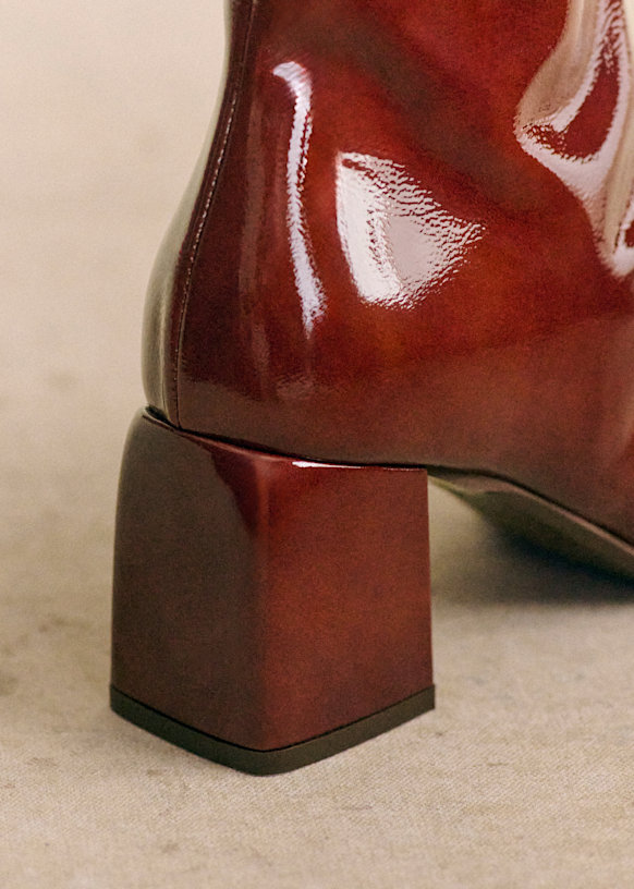 Margot Ankle Boots Patent mahogany Bovine leather Sezane