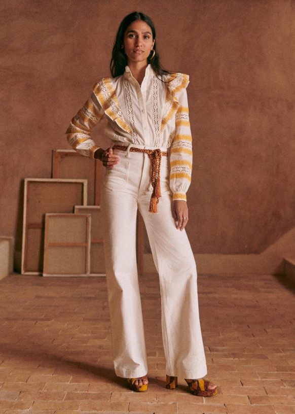 Fedora Shirt - Ecru / Yellow - Organic Cotton - Sézane