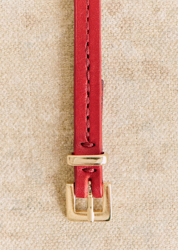 Sezane｜Anemone アンティークゴールドバックル 本革 細ベルト Anemone Belt - Smooth Black Heritage - Bovine vegetable