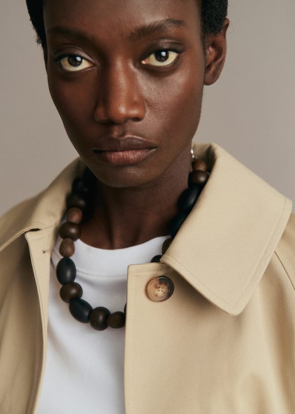 Clyde Coat - Beige and Moss Green Checks - Organic cotton