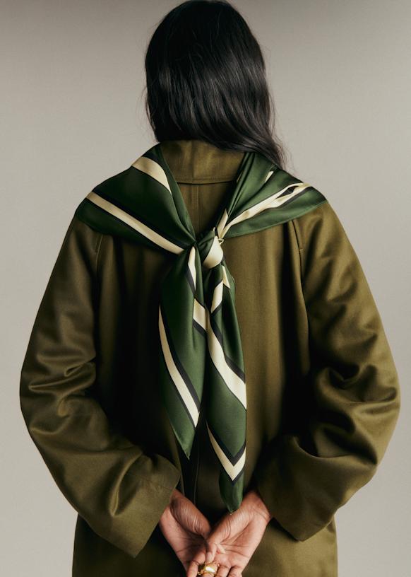 Cleonie Scarf - Bordeaux Stripe - Silk - Sézane
