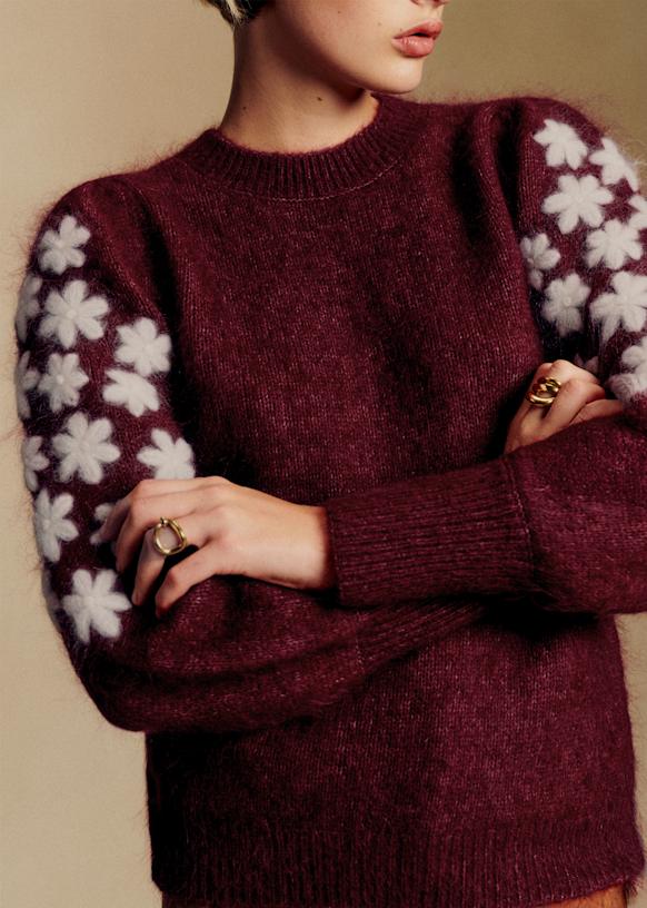 LA MAILLE SEZANE キッドモヘヤニット　ウール　花柄 美品】SEZANE セザンヌ キッドモヘヤニット ウール 花柄 洗える