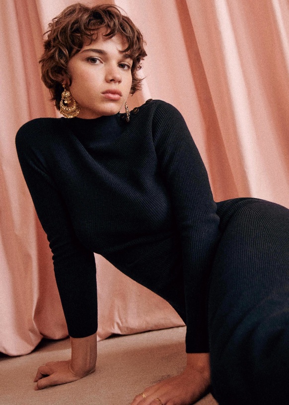 Valia Dress Navy Blue Merino Wool S zane