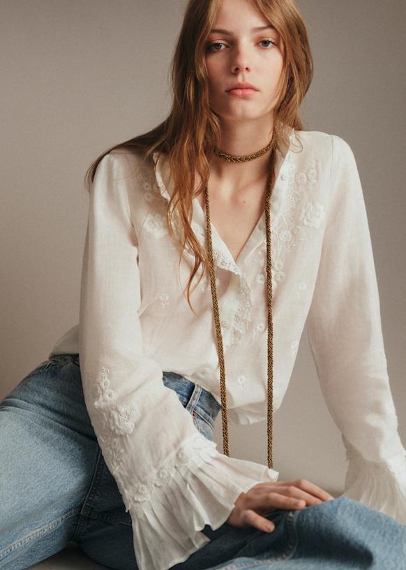 Emilie Shirt - Embroidered Ecru