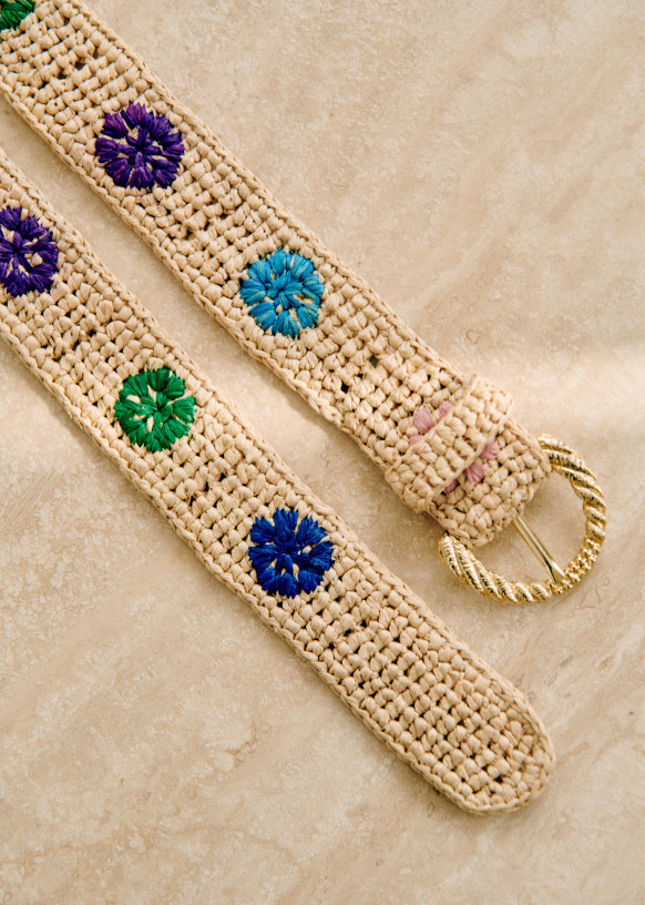 Thelma Belt - Multicolour Flowers - Raffia - Sézane