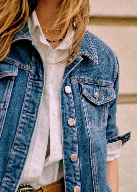 Veste En Coton Sézane Taille S - Couleur écru, Occasion Parfait état
