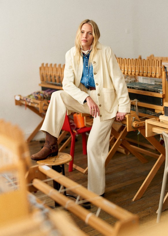The Wide Leg Trousers - Ecru - Organic Cotton - Sézane