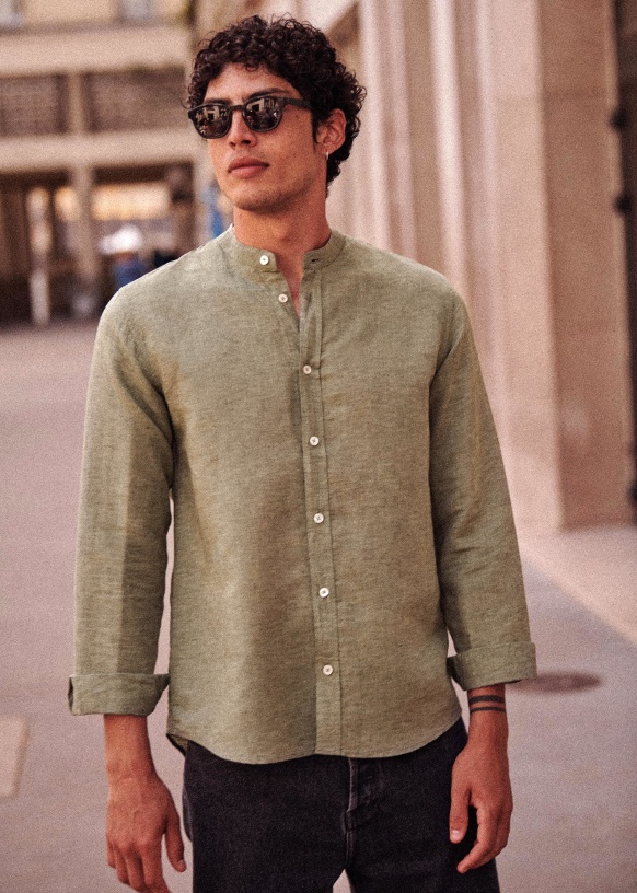 Chemise Bensimon Taille L, 100% Coton, Carreaux Kaki Et Rouge - Neuf Avec étiquettes