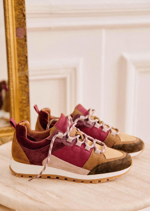 Alex Sneakers - Fuschia / Multicoloured - Split cowhide leather