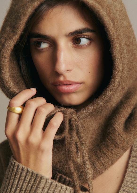 Côme Hooded Scarf - Dark Taupe - Baby Alpaca - Sézane