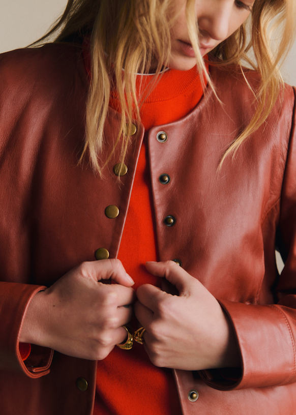 Marlys ジャケット - 栗色 - ラムレザー - Sézane