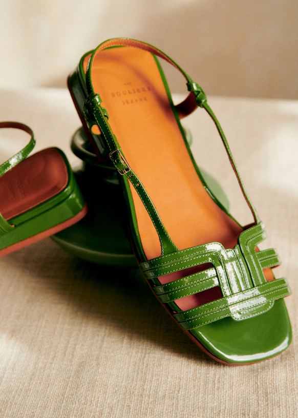 Josepha Low Sandals - Green patent - Bovine leather - Sézane