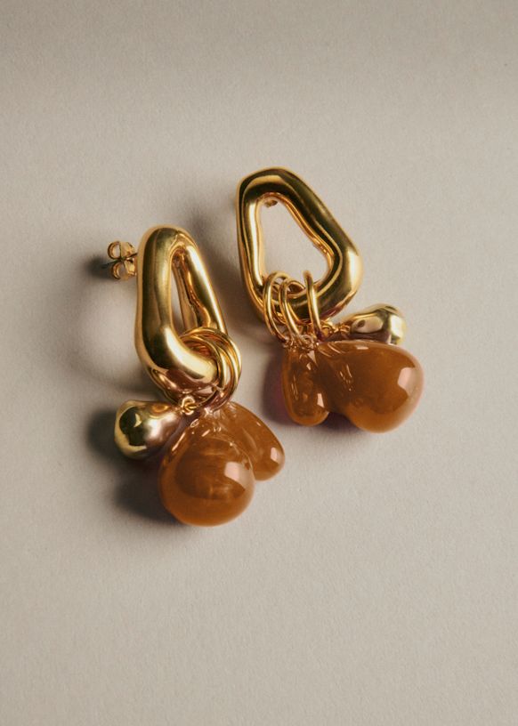 Sixtine Earrings - Gold And Brown - Majority recycled brass - Sézane