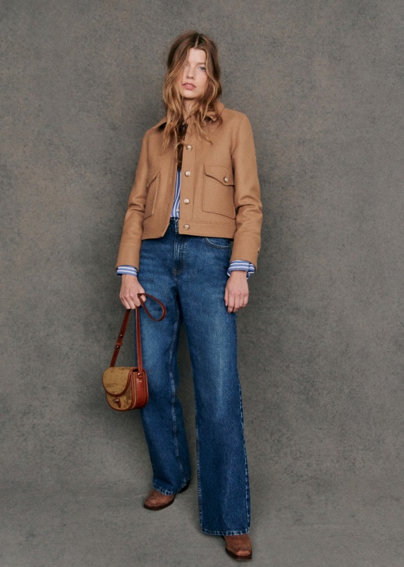 Veste Terry Camel Daim Cuir de chevre Sezane