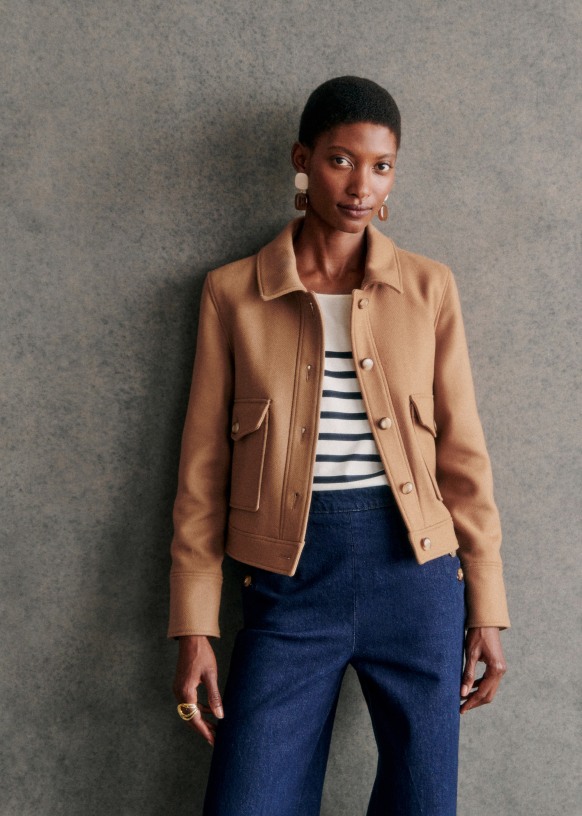 Veste Terry Camel Daim Cuir de chevre Sezane