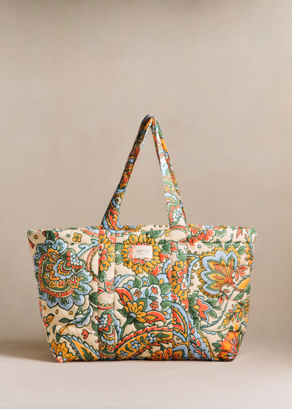 大きなレースモラ刺繍のバッグ マキシ トートバッグ - Riola 柄 - GRS認定リサイクルコットン - Sézane