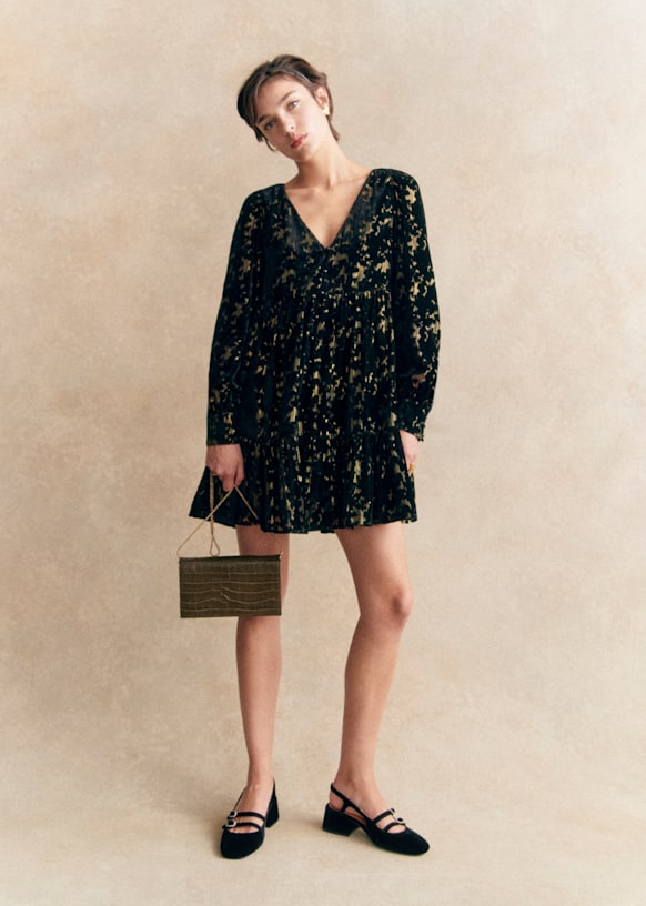 Aurelie Dress Miranda Ecru Print Cotton Sezane